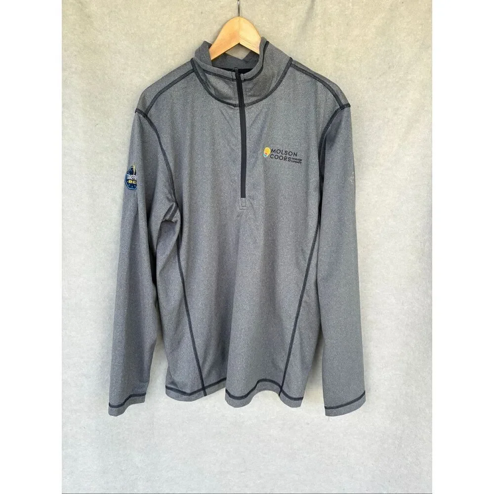 The North Face 1/4Zip Pullover Men L Gray Fleece Performance Jacket Logo Outdoor